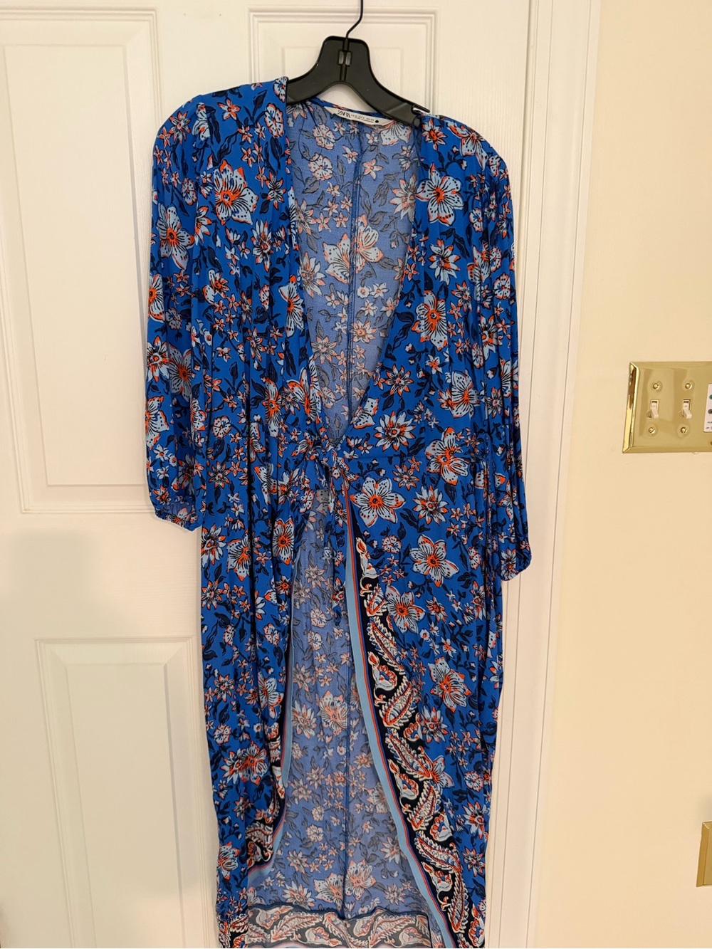 Blue Floral Women's Wrap Dress